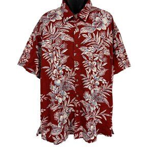Cooke Street Hawaiian Floral Short Sleeve XL Extra Large Red Floral Aloha EUC